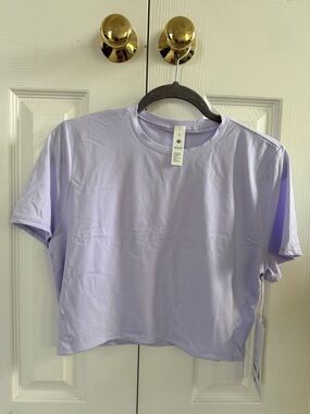 LULULEMON Wundermost Ultra-Soft Nulu Crewneck Cropped T-shirt Lavender Frost XL